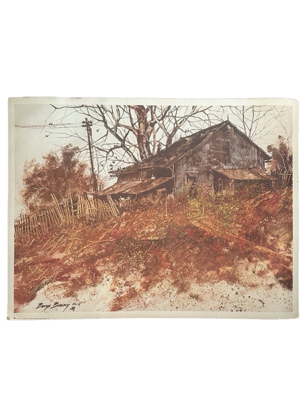 BORYS BUZKIJ Vintage 1978 Lithograph 25”x 19” Signed Dated Unframed